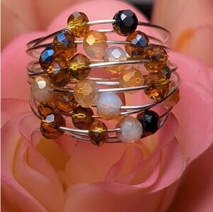 Wire and Crystal Bead Ring